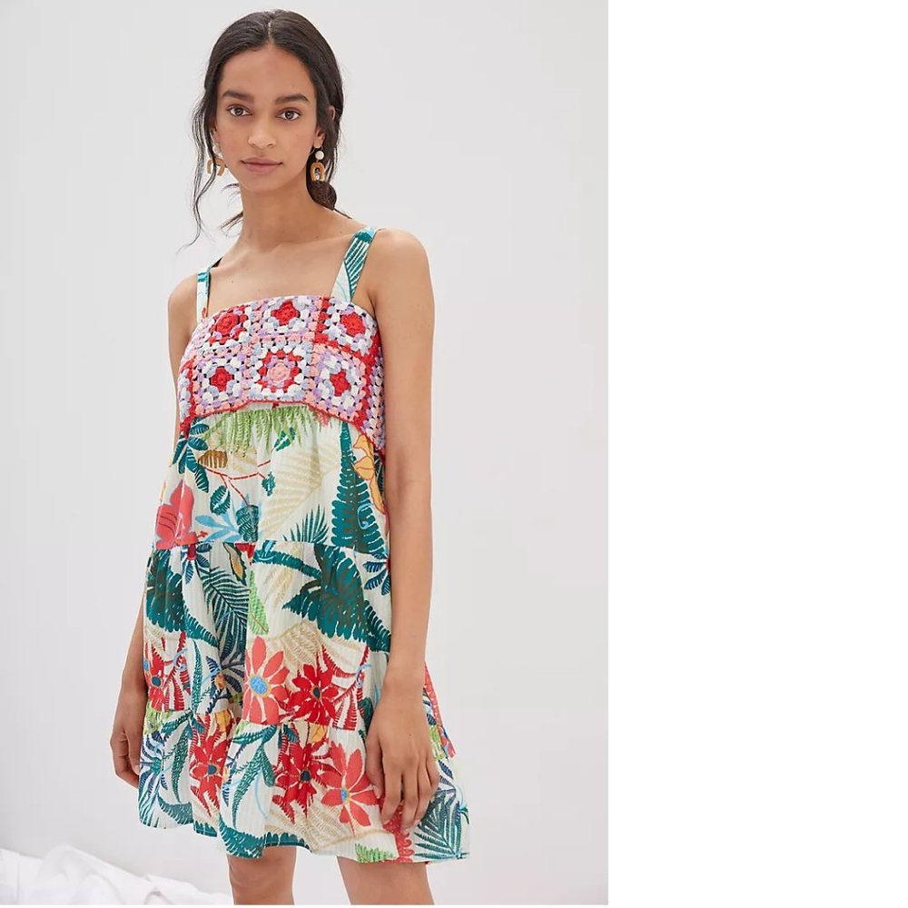 Anthropologie Farm Rio Crochet Mini Dress